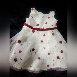 ❤️Youngland Winter Dress - NWOT- Size 24 months - white and red flowers
